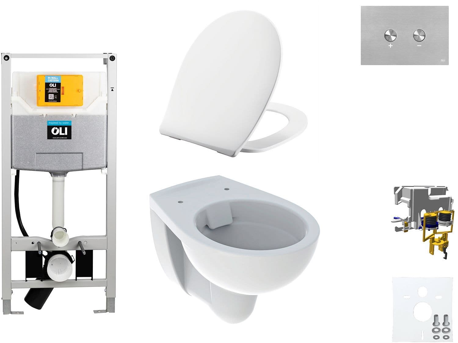 WALLFIX OLI WC SUSPENDU BASTIA RIMFREE PERSSALIT T SOFTCLOSE + LIFT-OFF BLINK INOX vue 1