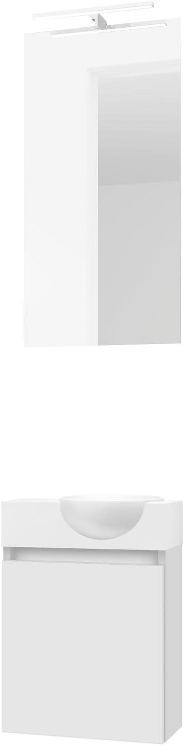 LAVE-MAINS FORM MINI QUO DROIT/ 1 PORT/MIROIR LUMIERE LED POUDRE BLANC vue 1