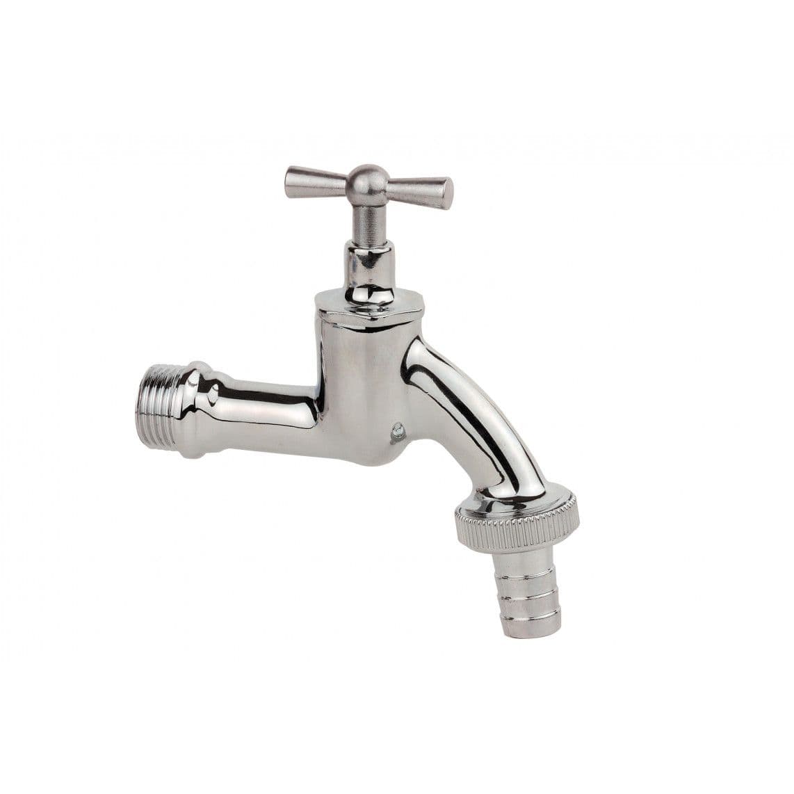 98619018 LT robinet de service Poignée à garrot, chromé, 1/2" M x 3/4" M x 1/2"T vue 1