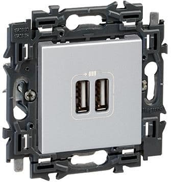Valena prise Usb double type A appareil complet Alu à griffes vue 1
