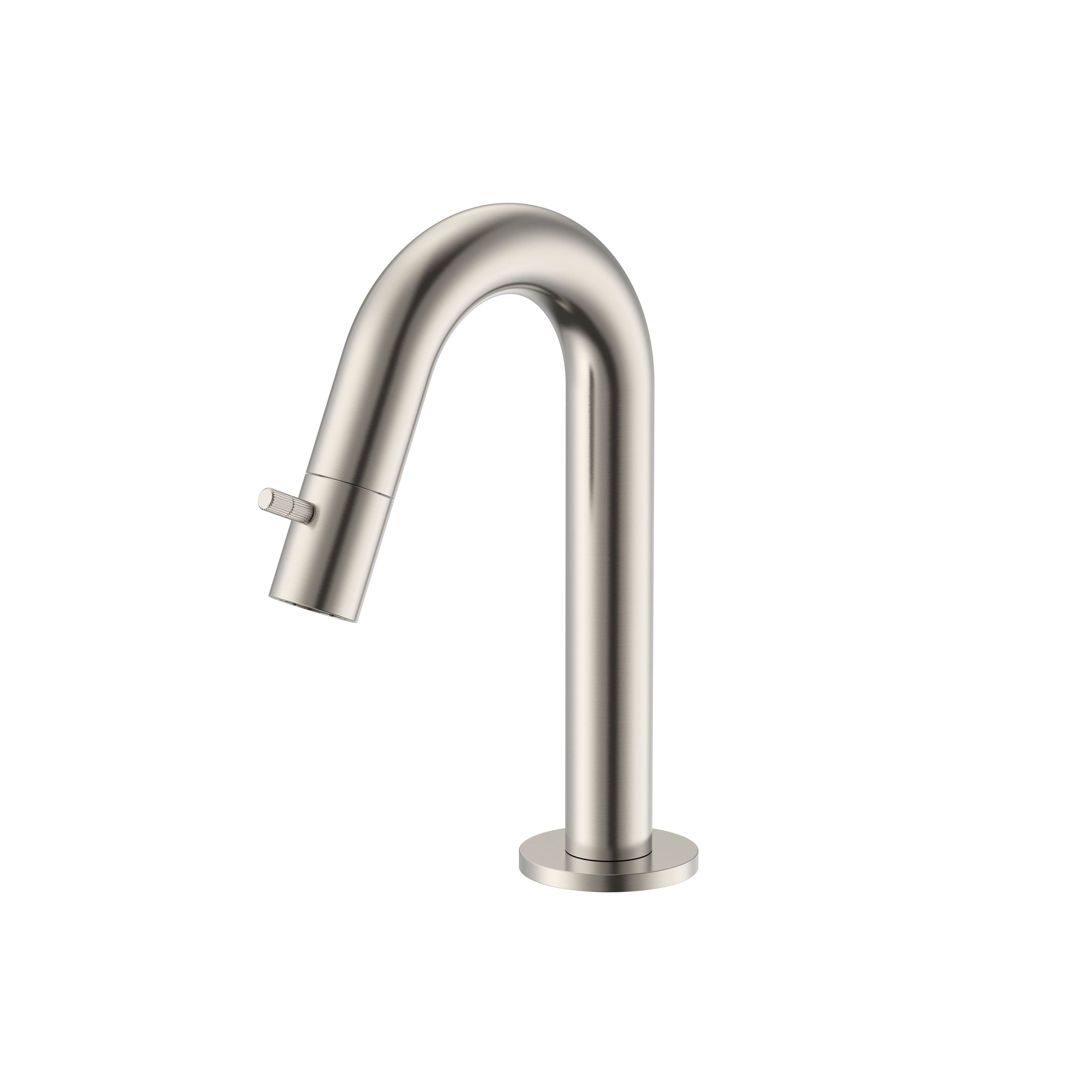 STRIA ROBINET EAU FROIDE – BEC COURBÉ – SANS BONDE – ACIER INOX BROSSÉ vue 1