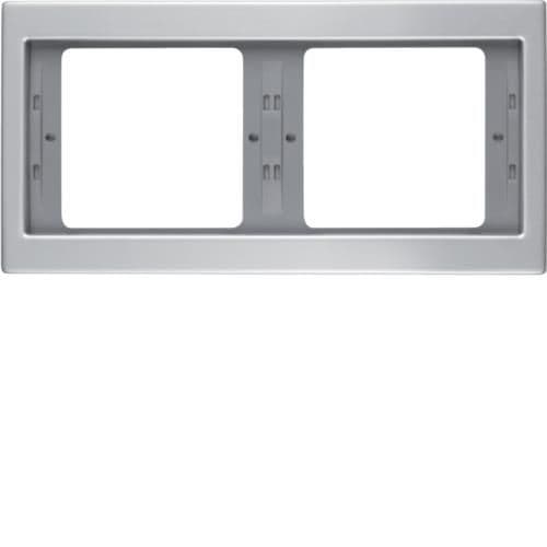 Plaque de recouvrement 2 postes pour montage horizontal Berker K.5 Alu vue 1
