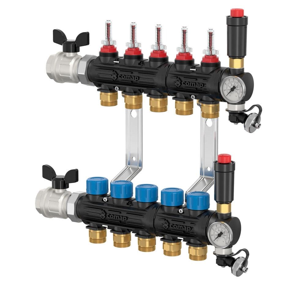 Comap collecteur synthétique 4 circuits avec debitmètre 3/4" 0- 2,5 L/min vue 1