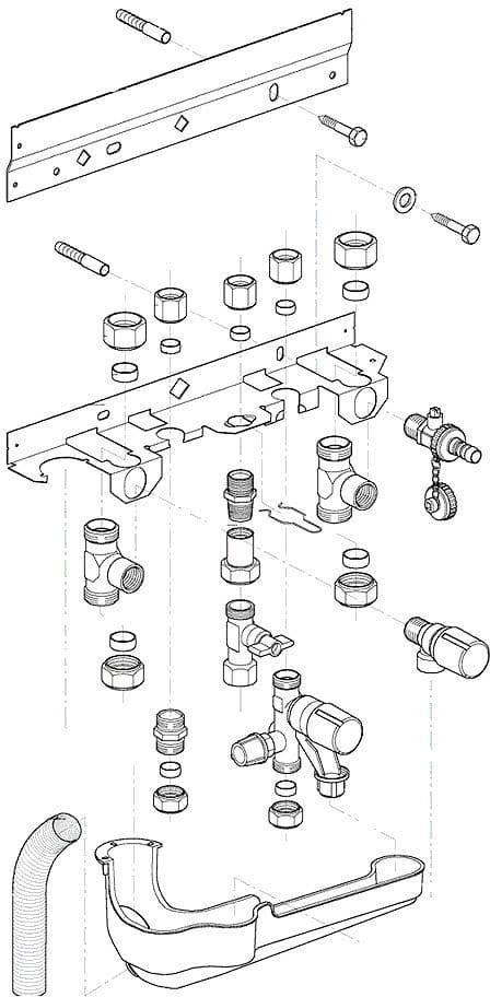 KIT DE RACCORDEMENT INFERIEUR COMPLET POUR HRE COMBI ACV vue 1