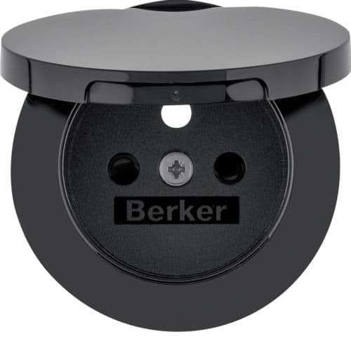 Sets de finition pour prise de courant à clapet Berker R.1 / R.3 Noir, brillant vue 1