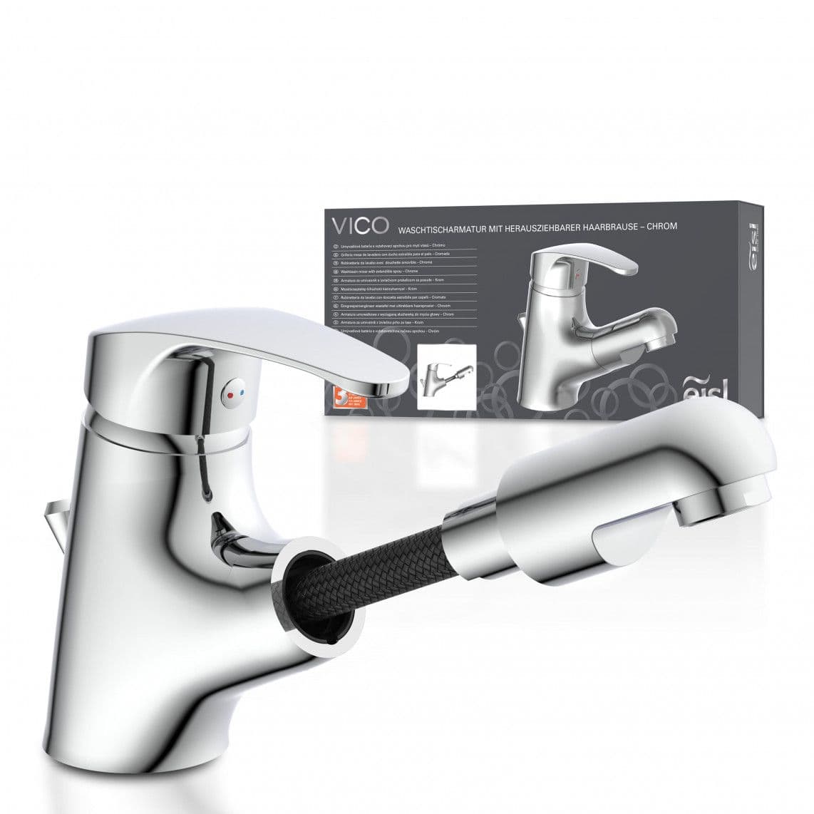 NI075TCO VICO Mitigeur lavabo, chromé, avec douchette à cheveux extractible vue 1