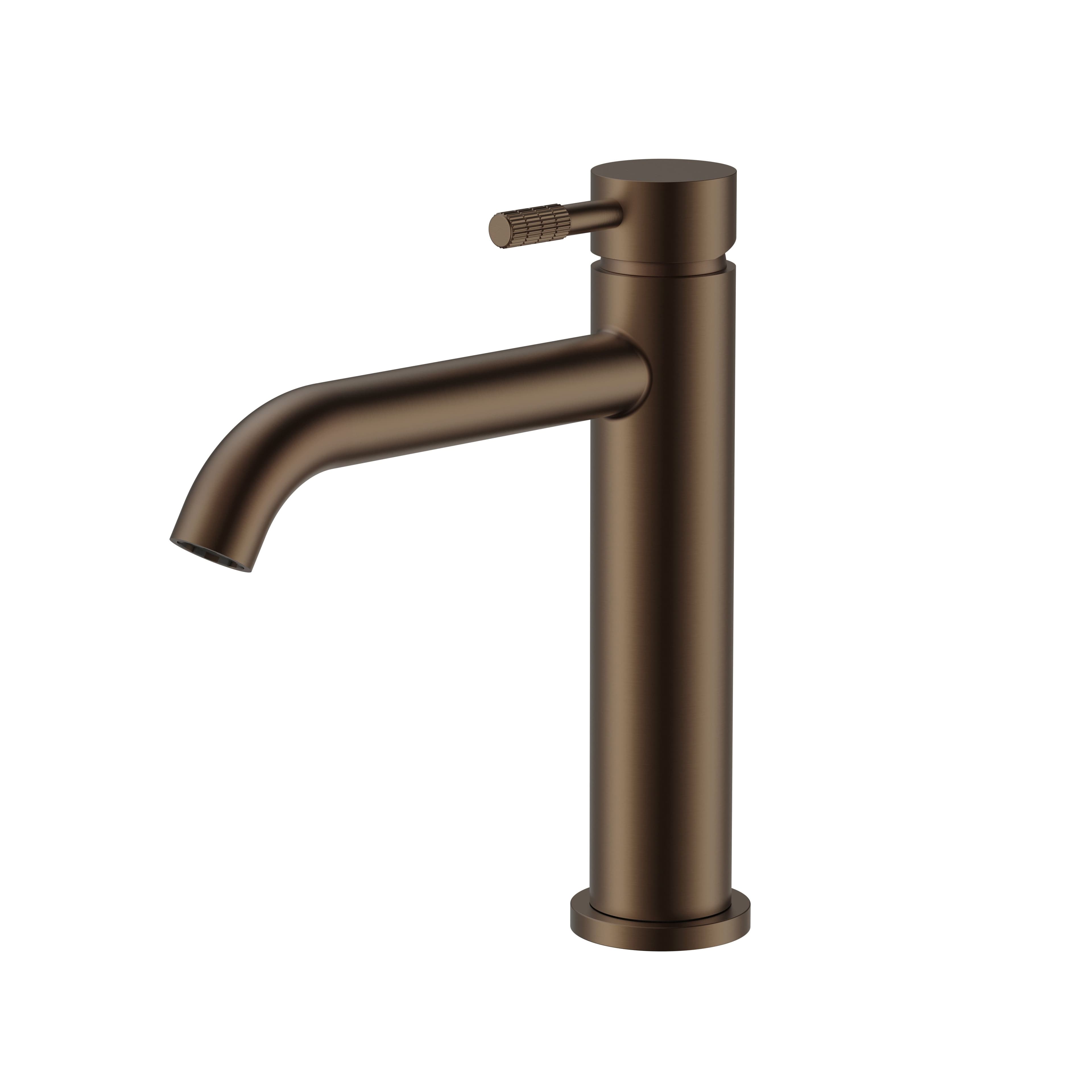 STRIA MITIGEUR LAVABO – DÉMARRAGE À FROID – POIGNÉE AVEC STRUCTURE STRIÉE RAFFINÉE – SANS BONDE – BRUN BRONZÉ(PVD) vue 1