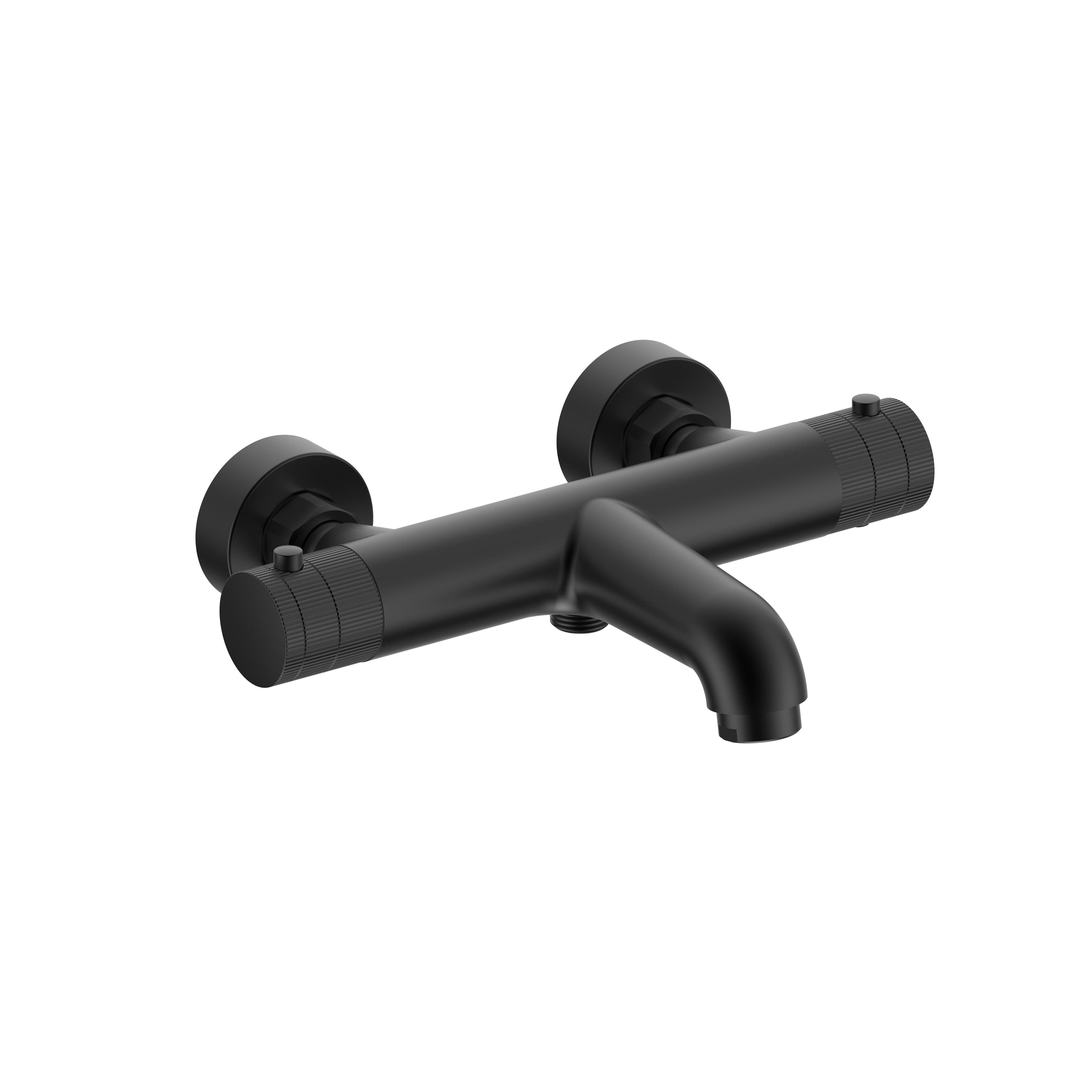 STRIA MITIGEUR DE BAIN – THERMOSTATIQUE – MONTAGE MURAL – BOUTONS AVEC FINITION STRIÉE - BELGAQUA - NOIR MAT (PVD) vue 1
