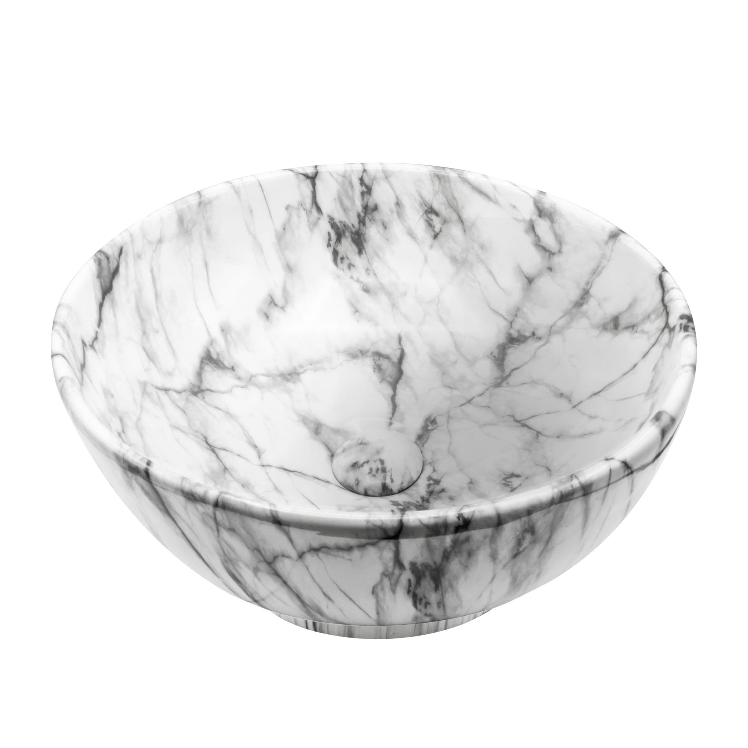 ALONI ZEBRA LAVABO - À POSER – SANS TROP-PLEIN – SANS TROU DE ROBINET – AVEC BONDE CLIC-CLAC – CÉRAMIQUE – 41X18X41 CM – MARBRE BLANC vue 1