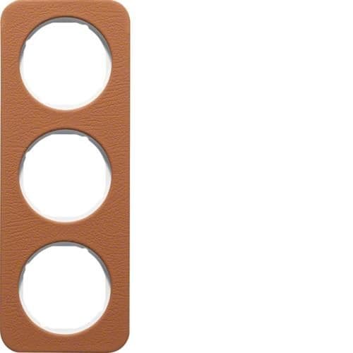 Plaque de recouvrement 3 postes R.1 Cuir Bruin / Blanc polaire vue 1