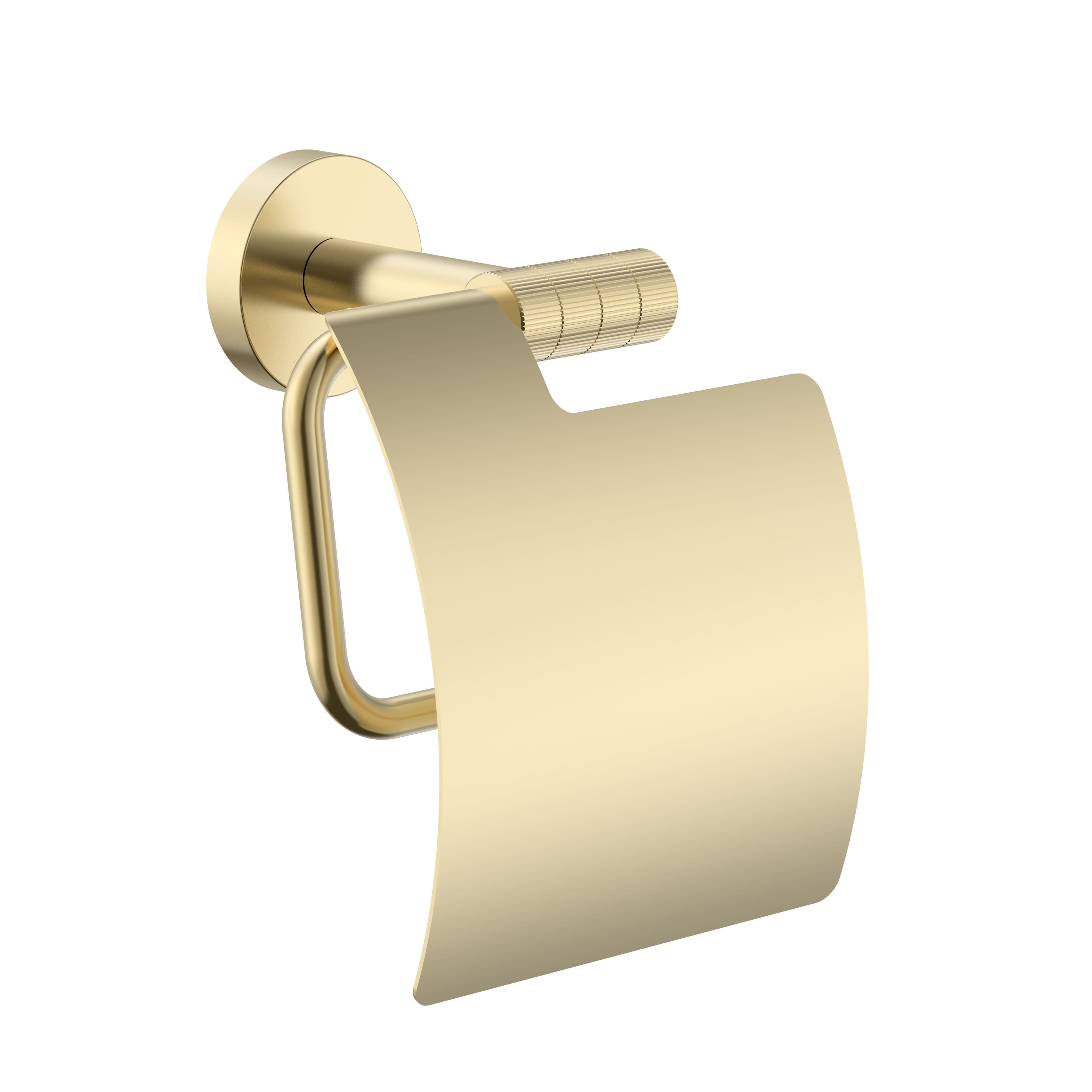 STRIA PORTE-PAPIER TOILETTE AVEC COUVERCLE – FINITION AVEC STRUCTURE STRIÉE RAFFINÉE – OR BROSSÉ (PVD) vue 1