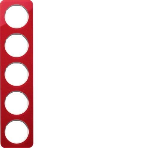 Plaque de recouvrement 5 postes R.1 acryl Rouge transparent / Blanc polaire vue 1