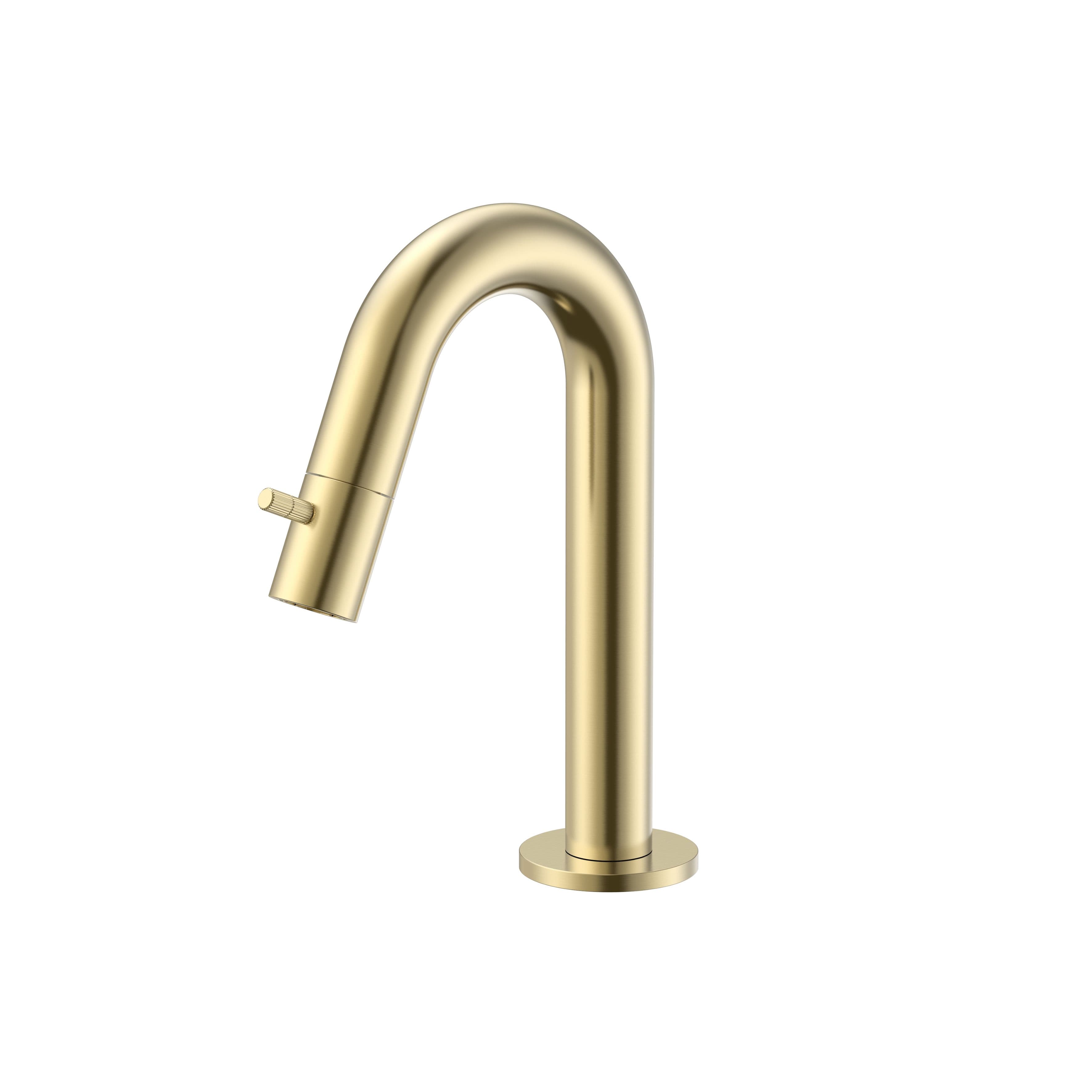 STRIA ROBINET EAU FROIDE – BEC COURBÉ – SANS BONDE – OR BROSSÉ (PVD) vue 1
