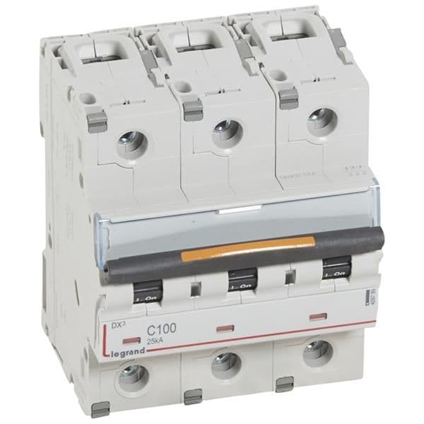 Disjoncteur DX³ 3 pôles courbe C 100A 400V - 25kA - 4,5 modules vue 1