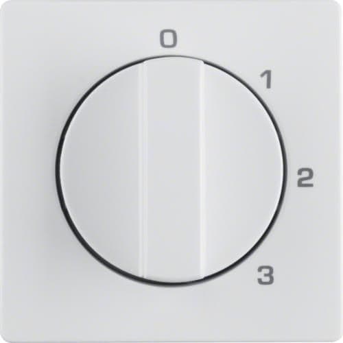 Enjoliveur avec bouton rotatif pour interrupteur 3 paliers avec position 0 Q.1 / Q.3 Blanc polaire vue 1