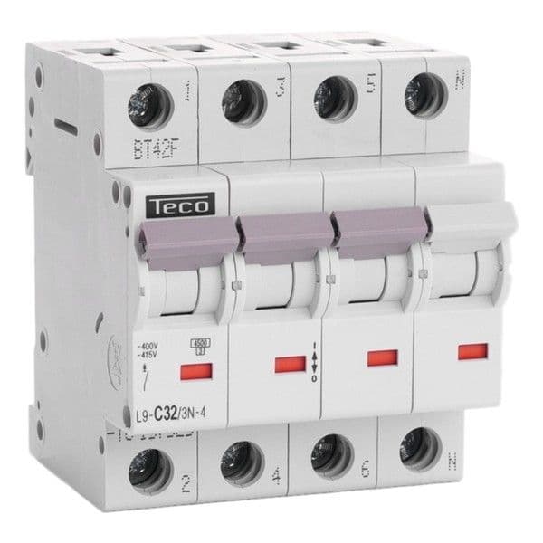 Disjoncteur 3 pôles + N 32A 4,5kA courbe C vue 1