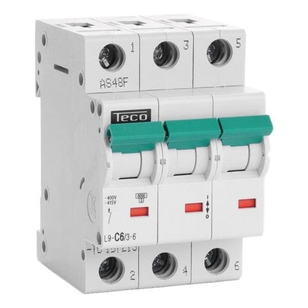 Disjoncteur 3 pôles 6A 6kA courbe C vue 1