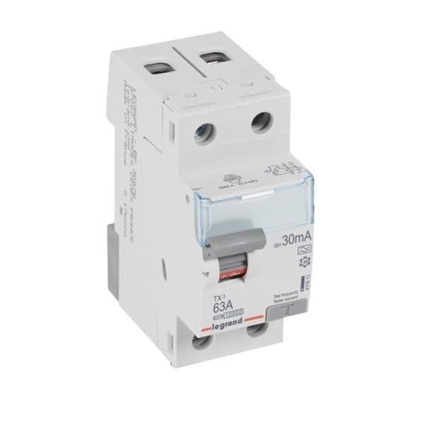 Interrupteur différentiel TX³ 2 pôles 30mA 63A type A - 2 modules vue 1