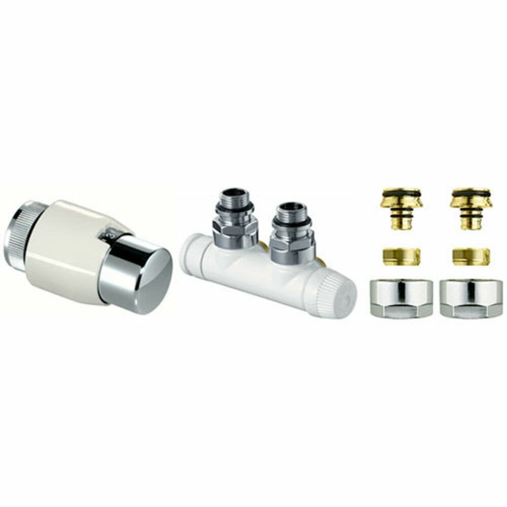 Honeywell Home Therafix Deco set raccordement mural droite 1/2" blanc vue 1
