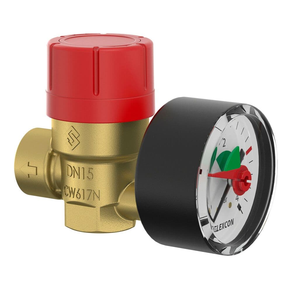 Flamco Prescomano soupape de sécurité avec manomètre D 1/2" Max kW 165 vue 1