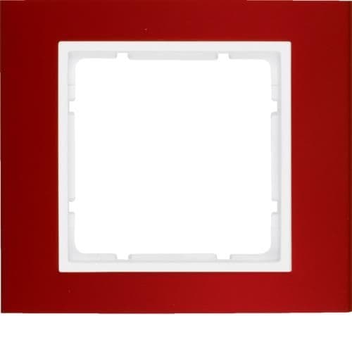 Plaque de recouvrement 1 poste Berker B.3 Alu, Rouge / Blanc polaire vue 1