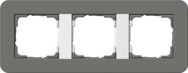 Cadre de finition Gira E3 Soft-Touch Gris foncé avec cadre de support Blanc brillant Soft-Touch vue 1