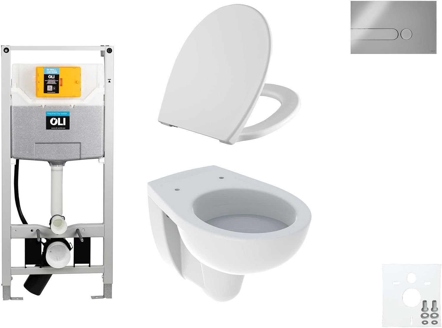 WALLFIX OLI WC SUSPENDU BASTIA D600 SOFTCLOSE + LIFT-OFF IPLATE MAT CHROME vue 1