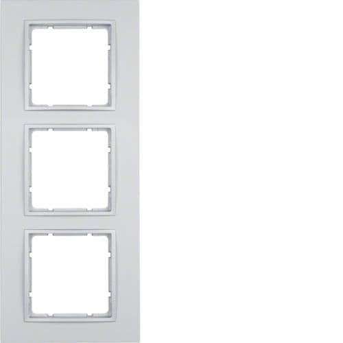 Plaque de recouvrement 3 postes Berker B.7 Alu, mat vue 1