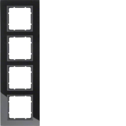 Plaque de recouvrement 4 postes Berker B.7 Verre, Noir vue 1