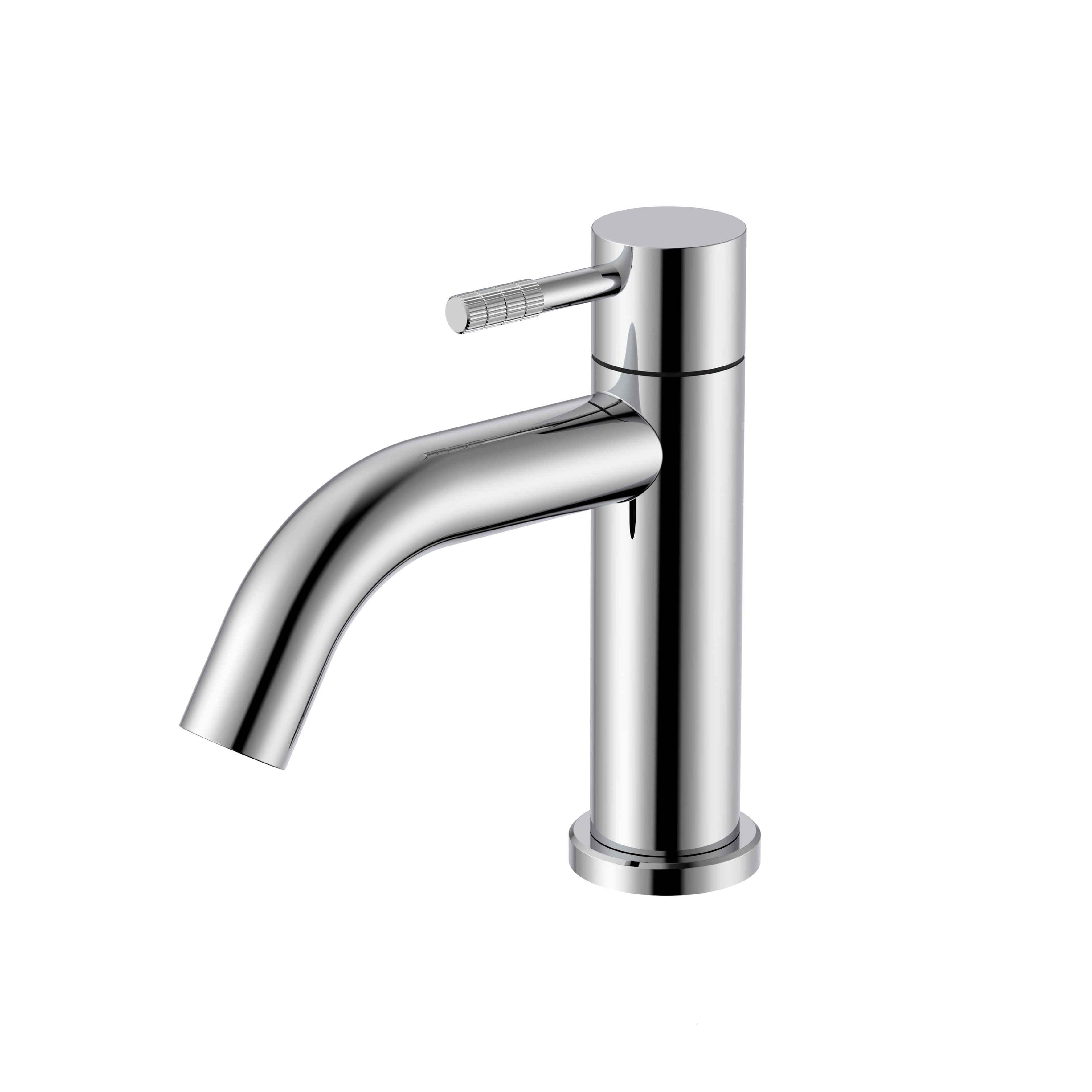 STRIA ROBINET EAU FROIDE – POIGNÉE AVEC STRUCTURE STRIÉE RAFFINÉE – SANS BONDE – CHROME vue 1