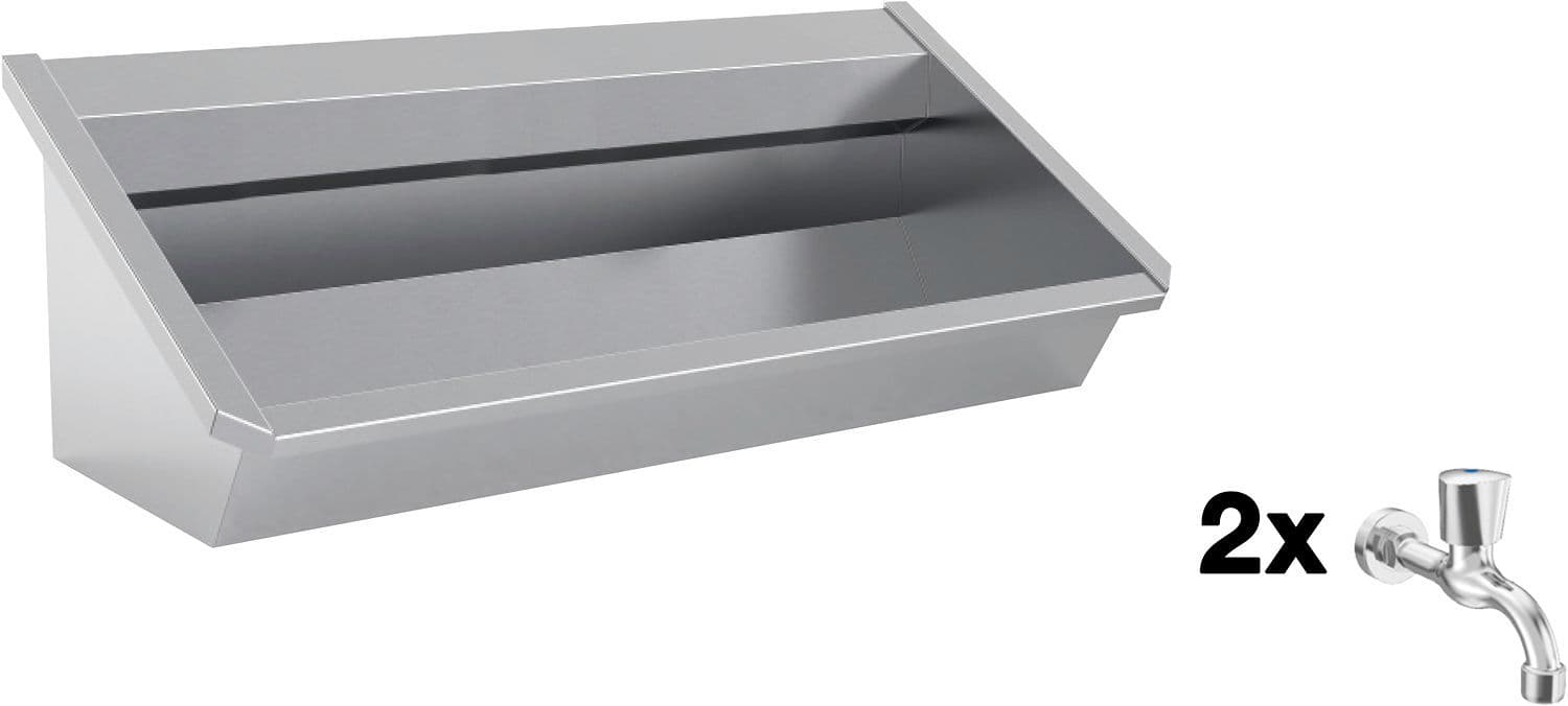 AUGE MURAL SANILAV INTERSAN 120CM INOX 2 ROBINETS D'EAU FROIDE vue 1