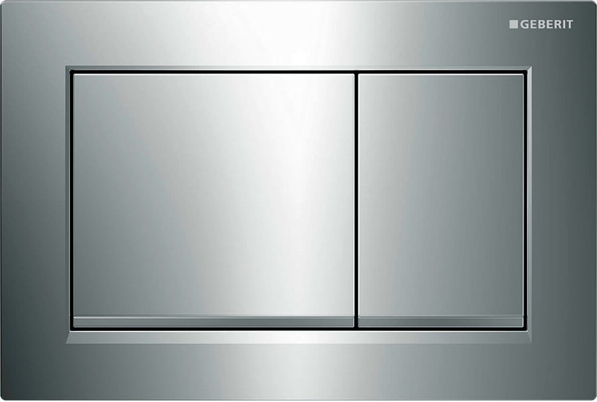 PLAQUE DE COMMANDE 2 TOUCHES OMEGA20 CARRE GEBERIT CHROME-SATIN vue 1