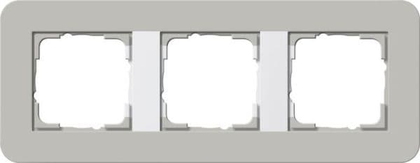 Cadre de finition Gira E3 Soft-Touch Gris avec cadre de support Blanc brillant Soft-Touch vue 1