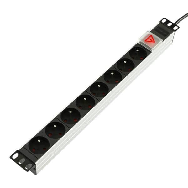 Multiprise 19" 8 prises France / Belgique et interrupteur - full Aluminium avec port C14 UPS vue 1
