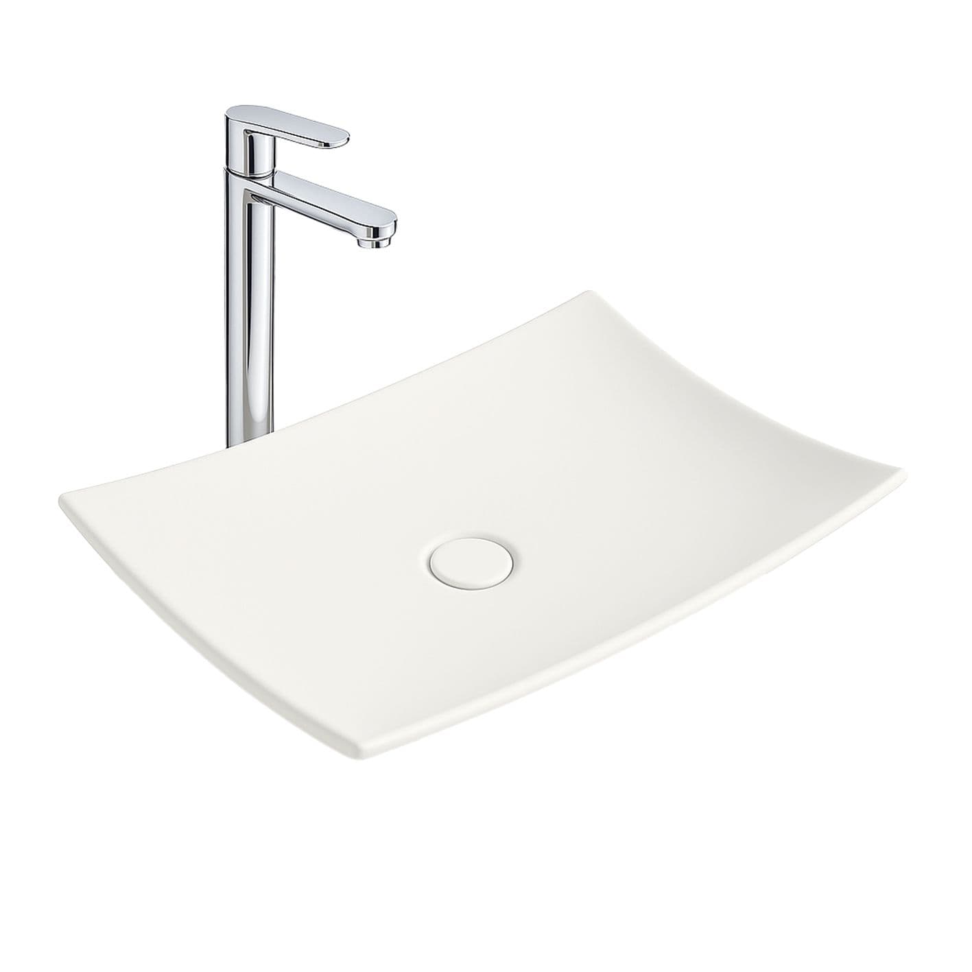 ALONI CAVON LAVABO - À POSER – SANS TROP-PLEIN – SANS TROU DE ROBINET – CÉRAMIQUE – 60X12X40 CM – BLANC BRILLANT vue 1