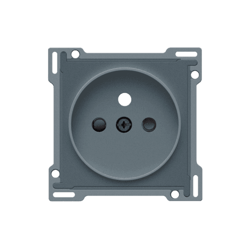 Set de finition pour prise de courant avec broche de terre et obturateurs de protection, pour Niko Rocker et Niko Toggle, blue grey coated vue 1