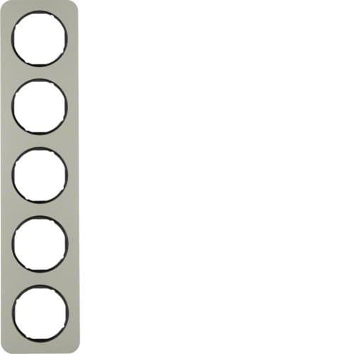 Plaque de recouvrement 5 postes Berker R.1 Inox / Noir vue 1
