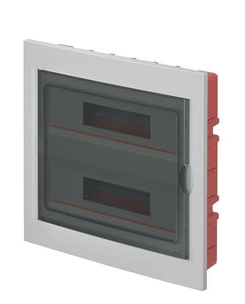 Coffret encastré Gris 36 (2 x 18) modules avec porte fumée IP40 430 x 410 x 80m l x h x p Ral 7035 vue 1