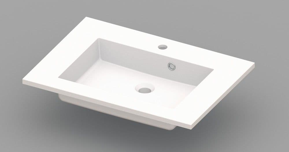 Van Marcke Coste tablette avec 1lavabo 700x500x200mm blanc marbre artificiel vue 1
