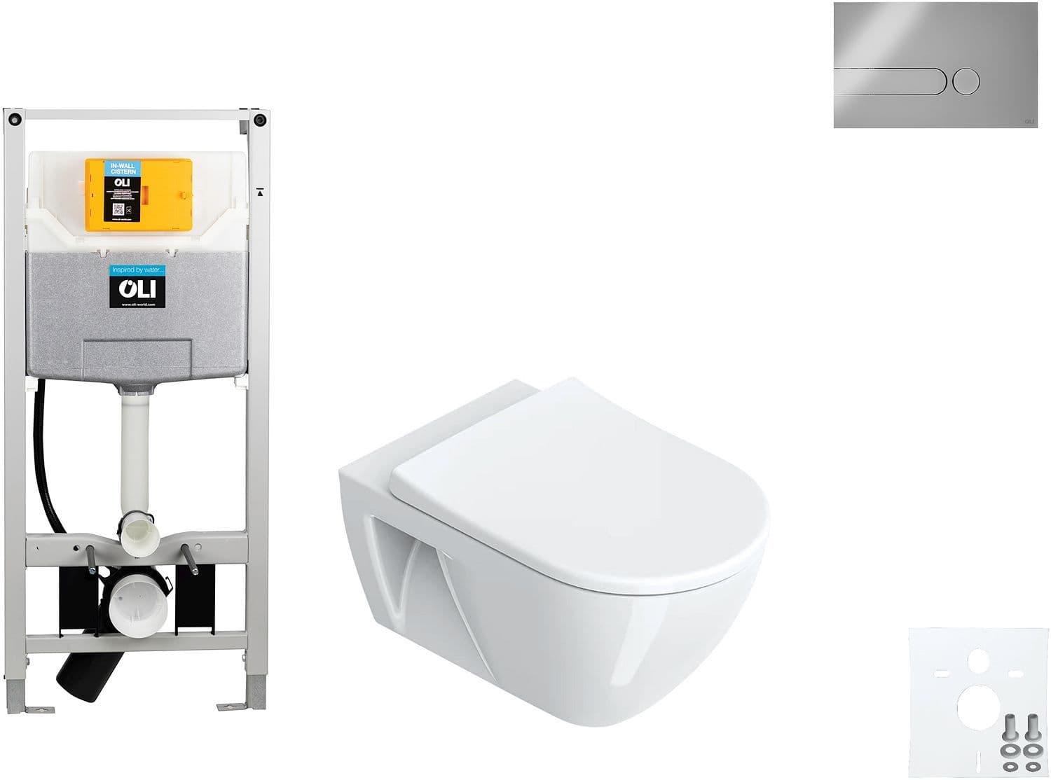 WALLFIX OLI WC SUSPENDU SFERA ECO CATALANO HEAVY SEAT IPLATE MAT CHROME vue 1