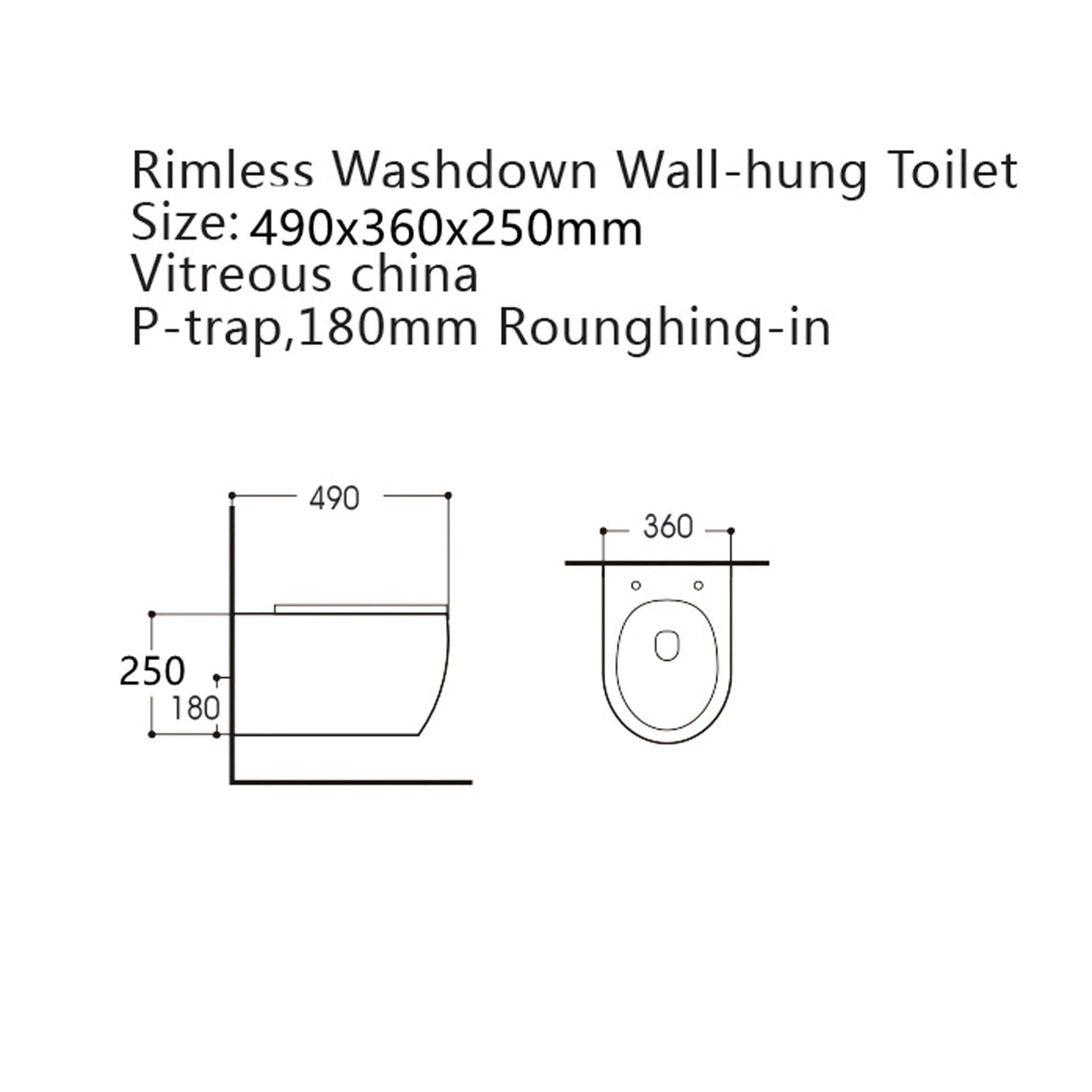 ALONI PRO WC SUSPENDU – SANS BRIDE – AVEC ABATTANT – DUROPLAST – SOFT CLOSE – QUICK RELEASE – COMPACT 49 CM - 36X32X49 CM – NOIR MAT vue 1