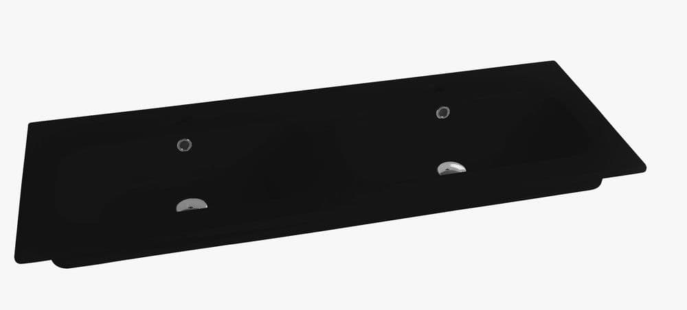 Van Marcke Cettina twin tablette porcelain avec 2lavabos 1210x465x170mm noir vue 1