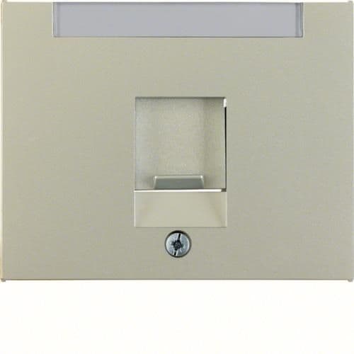 Enjoliveur avec 1 volet antipoussière et porte - étiquette Berker K.5 Inox, laqué vue 1