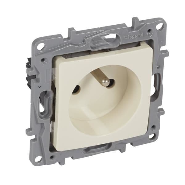 Niloé prise 2 pôles + T 16A bornes automatiques Crème à griffes vue 1