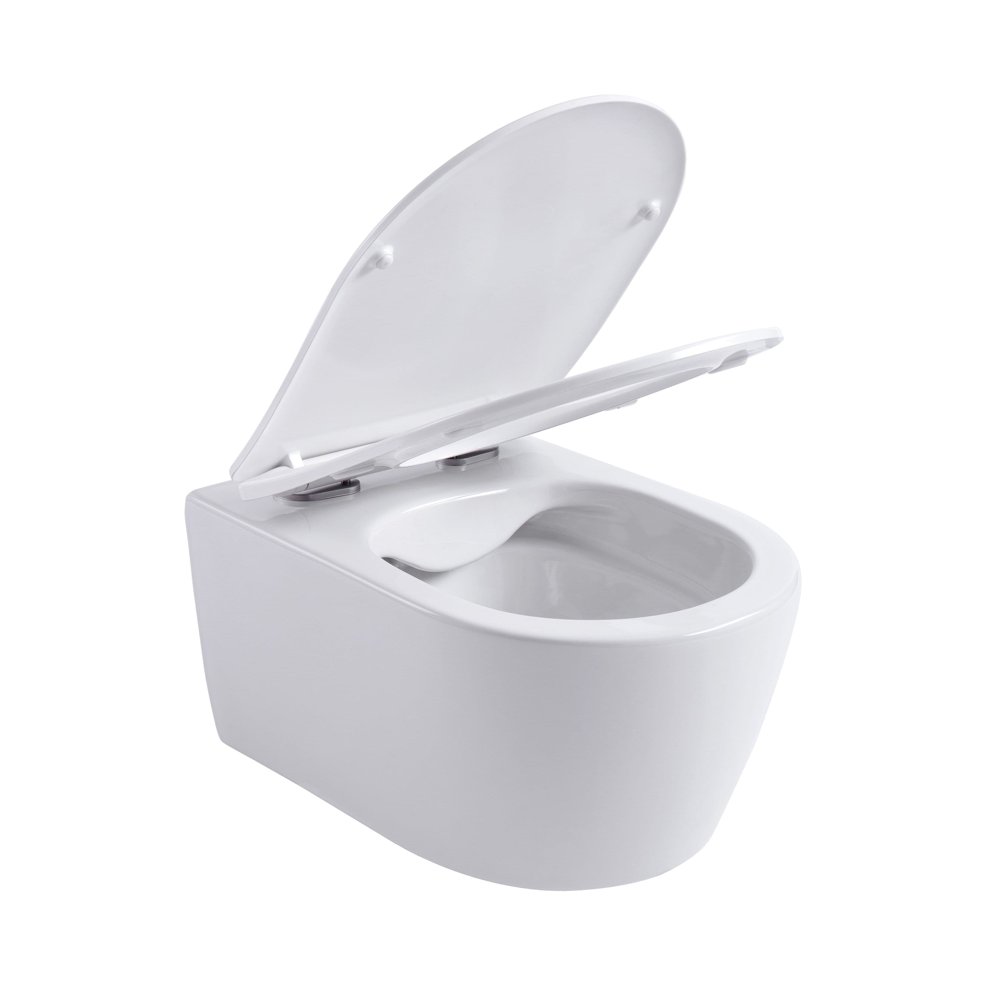 ALONI PRO WC SUSPENDU – SANS BRIDE – AVEC ABATTANT – DUROPLAST – SOFT CLOSE – QUICK RELEASE – COMPACT 49 CM - 36X32X49 CM – BLANC BRILLANT vue 1