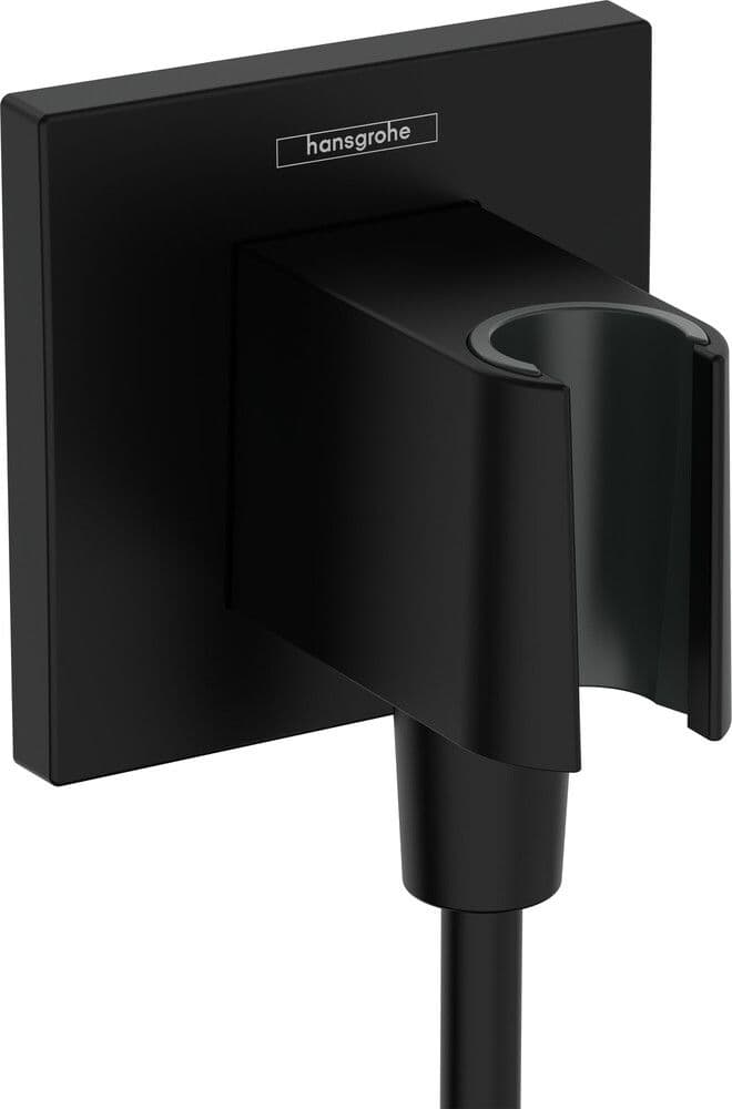 Hansgrohe FixFit E coude de raccordement mural avec support de douche mat noir vue 1