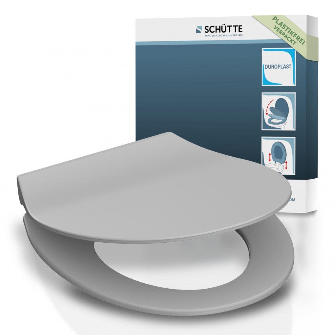 82702 abattant WC en Duroplast SLIM GREY, avec frein de chute et déclipsable vue 1