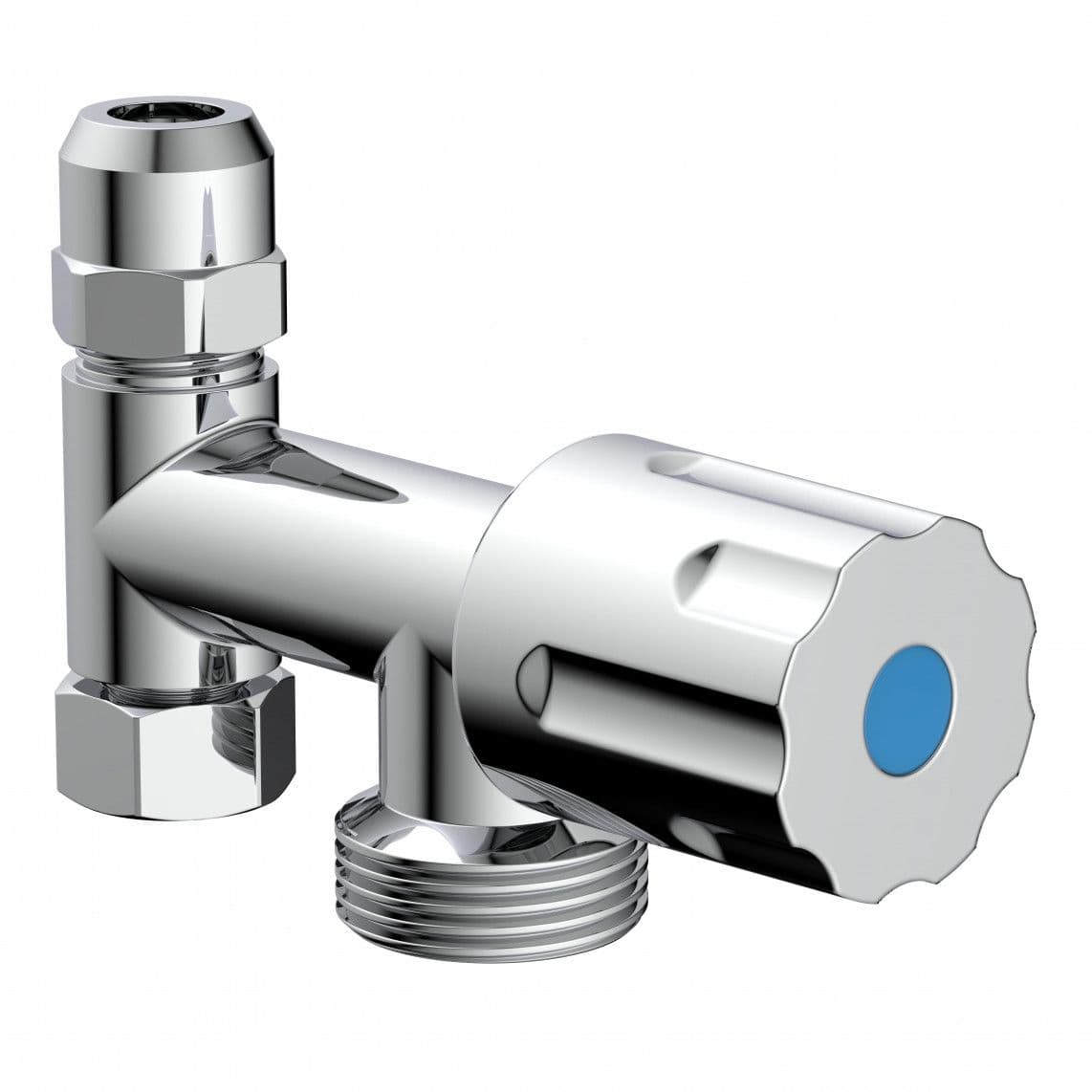 986294148 GA-Soupape supplémentaire, chromé, 3/8" F x 3/4" M x 3/8" M x 10 mmQ, avec clapet anti-retour vue 1