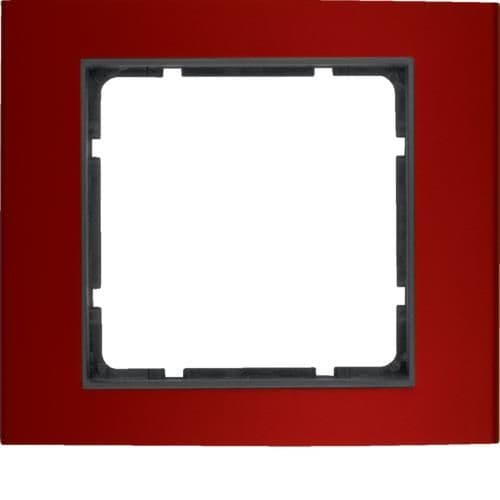 Plaque de recouvrement 1 poste Berker B.3 Alu, Rouge / Anthracite vue 1