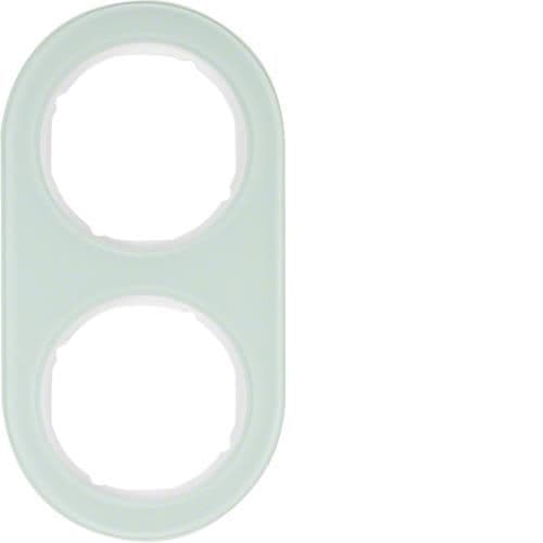 Plaque de recouvrement 2 postes Berker serie R.Classic Verre, Blanc polaire vue 1
